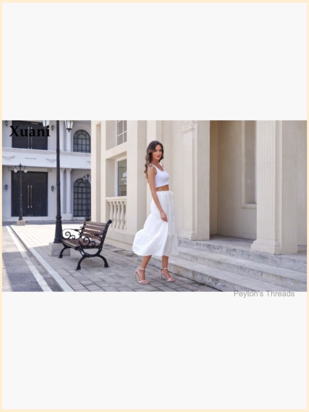 Ruffle Hem A-Line Maxi Skirt Elastic Waist Tiered Boho Long Dress - Picture 7 of 7